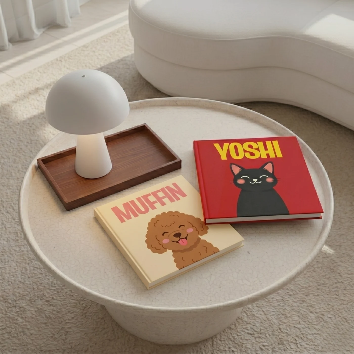 Livre photo klikkie posé sur une table basse