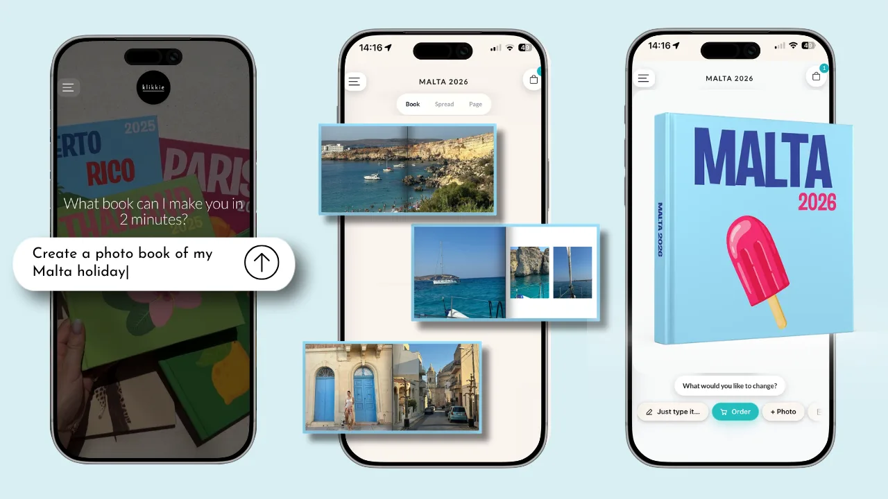 L'agent de livre photo klikkie crée un livre photo de vacances à Malte